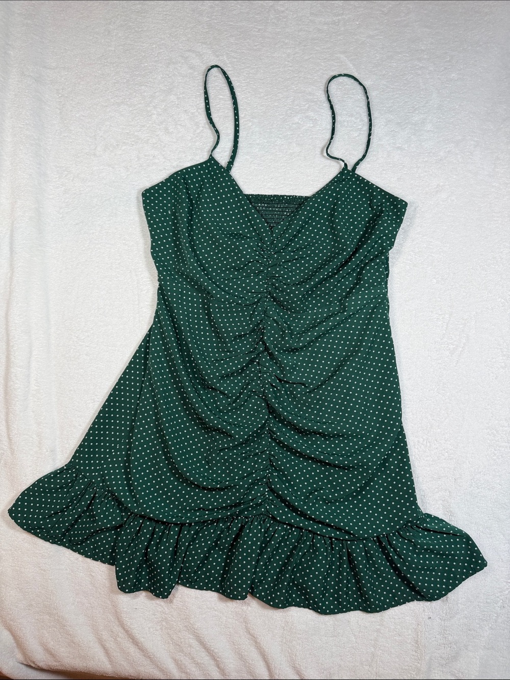 Urban Outfitters Green Polka Dot Ruffle Cami Dress Top